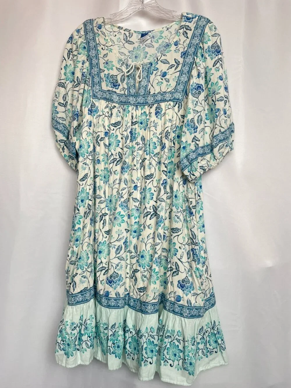 Floral Hawaiian Swing Cottagecore Peasant Grandmacore Cotton Pockets Dress XL - Picture 11 of 13